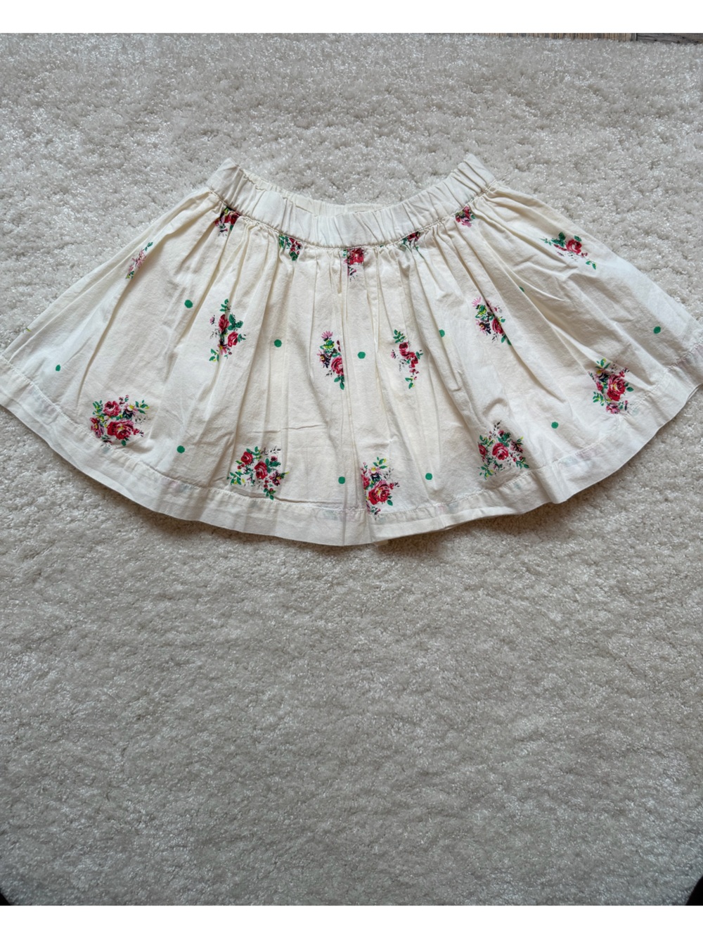 Bonpoint Cream Skirt with Pink Floral Print